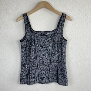 WHBM Size L Witchy Tank Top Corset Square Neck Black Y2k Festival Whimsy Goth